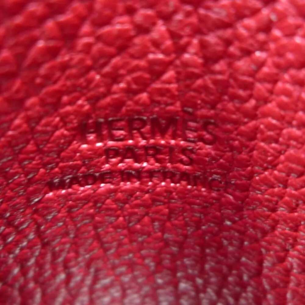 Authentic HERMES Rodrigue Card Holder C in Square Red Leather - Picture 6 of 12